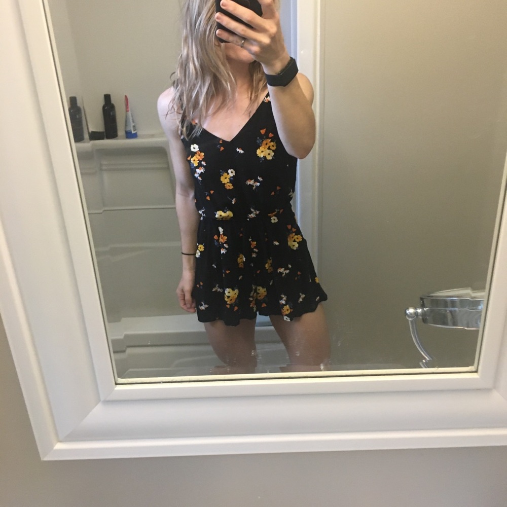 Black floral romper